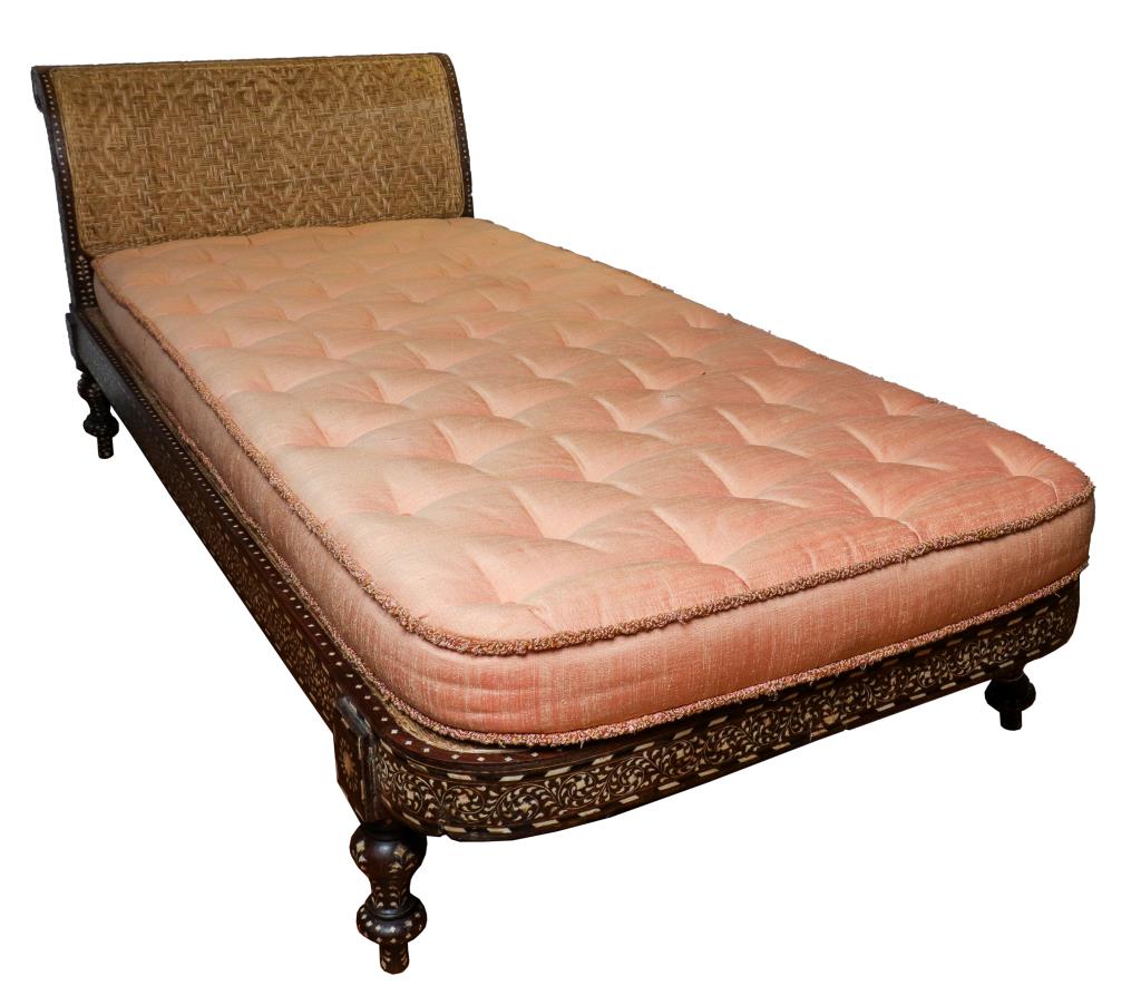 ANGLO-INDIAN BONE INLAID & RATTAN