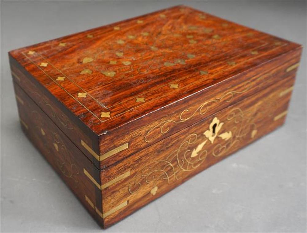 ANGLO-INDIAN BRASS INLAID TEAK