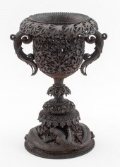 ANGLO-INDIAN BURMESE CARVED WO
