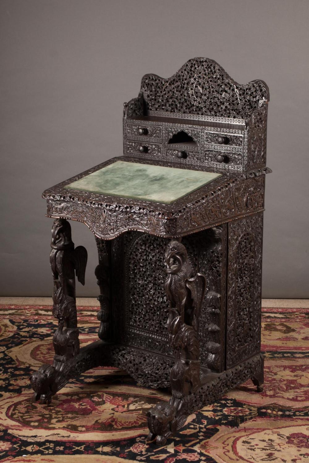 ANGLO-INDIAN CARVED PADAUK WOOD