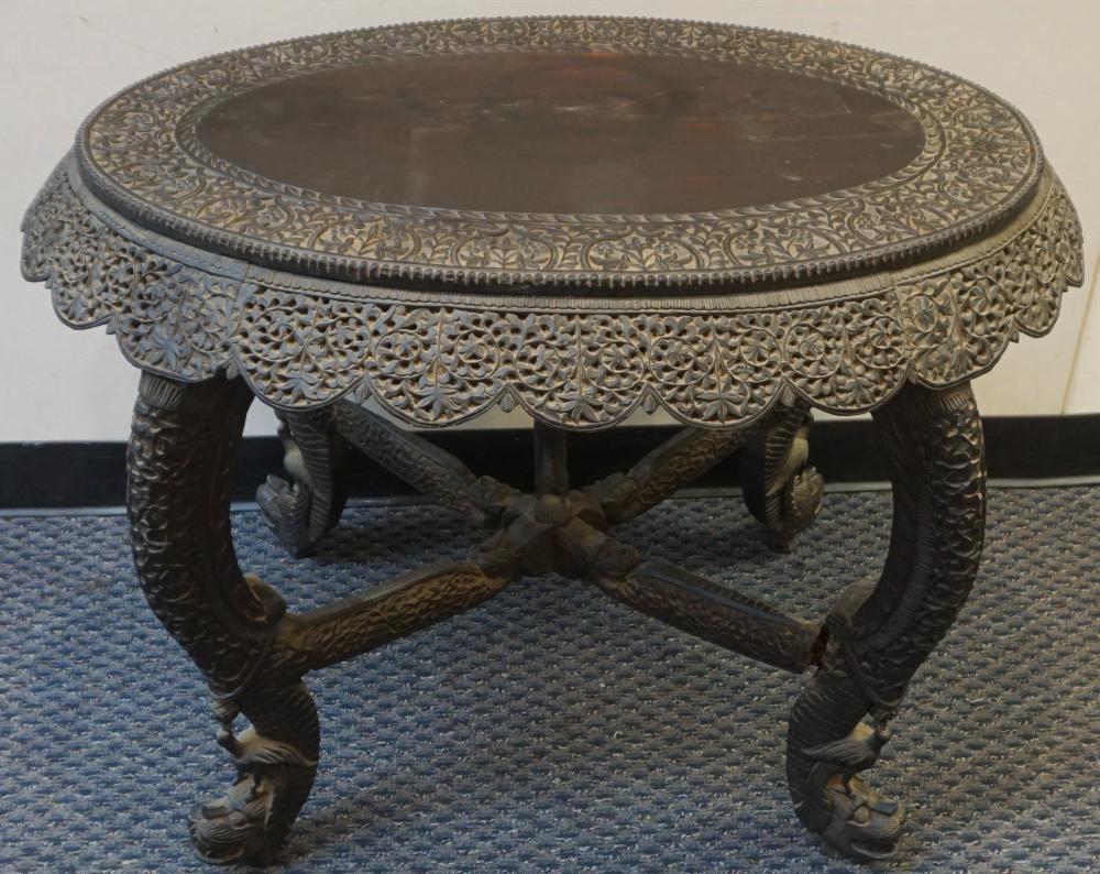 ANGLO-INDIAN CARVED TEAK OVAL