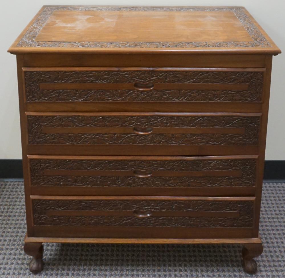 ANGLO-INDIAN CARVED TEAK SIDE CHEST