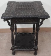 ANGLO-INDIAN CARVED TEAK SIDE