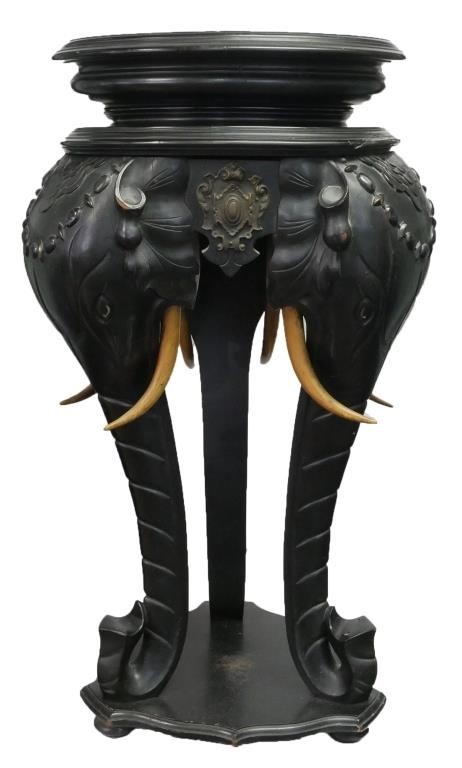 ANGLO-INDIAN CARVED WOOD ELEPHANT