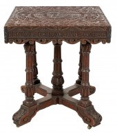 ANGLO-INDIAN CARVED WOOD END T