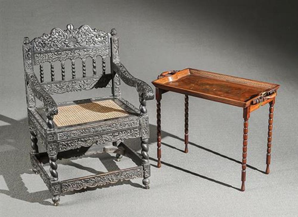 ANGLO-INDIAN FLORAL AND VINE CARVED
