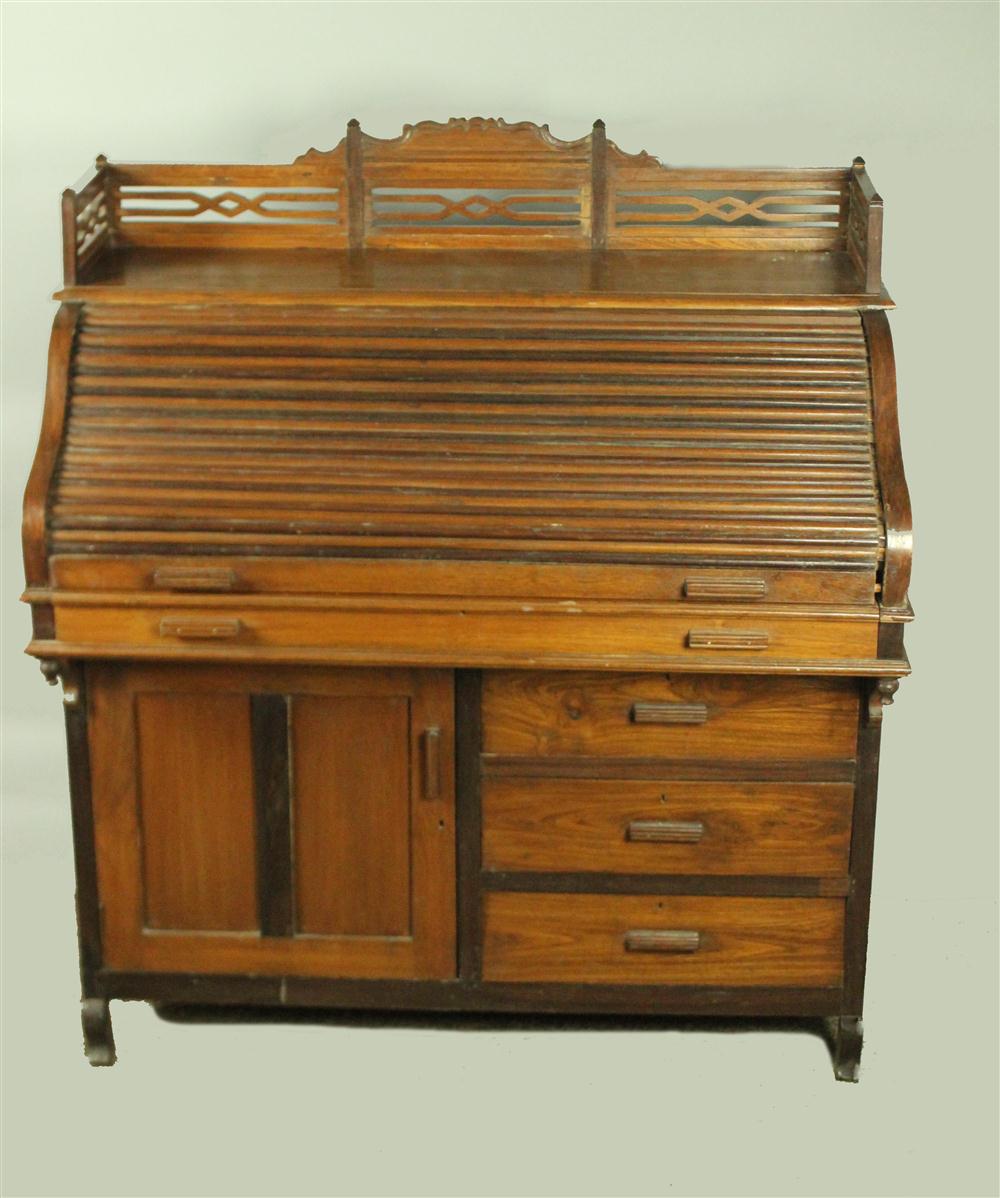 ANGLO INDIAN HARDWOOD ROLL TOP DESK