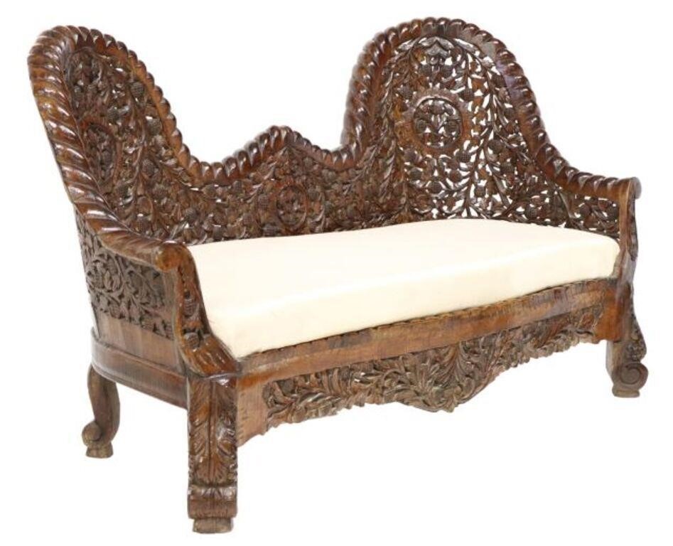 ANGLO-INDIAN HIGHLY CARVED TEAKWOOD