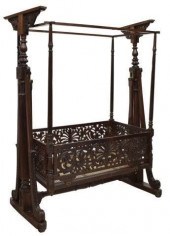 ANGLO INDIAN ROSEWOOD CRADLE F