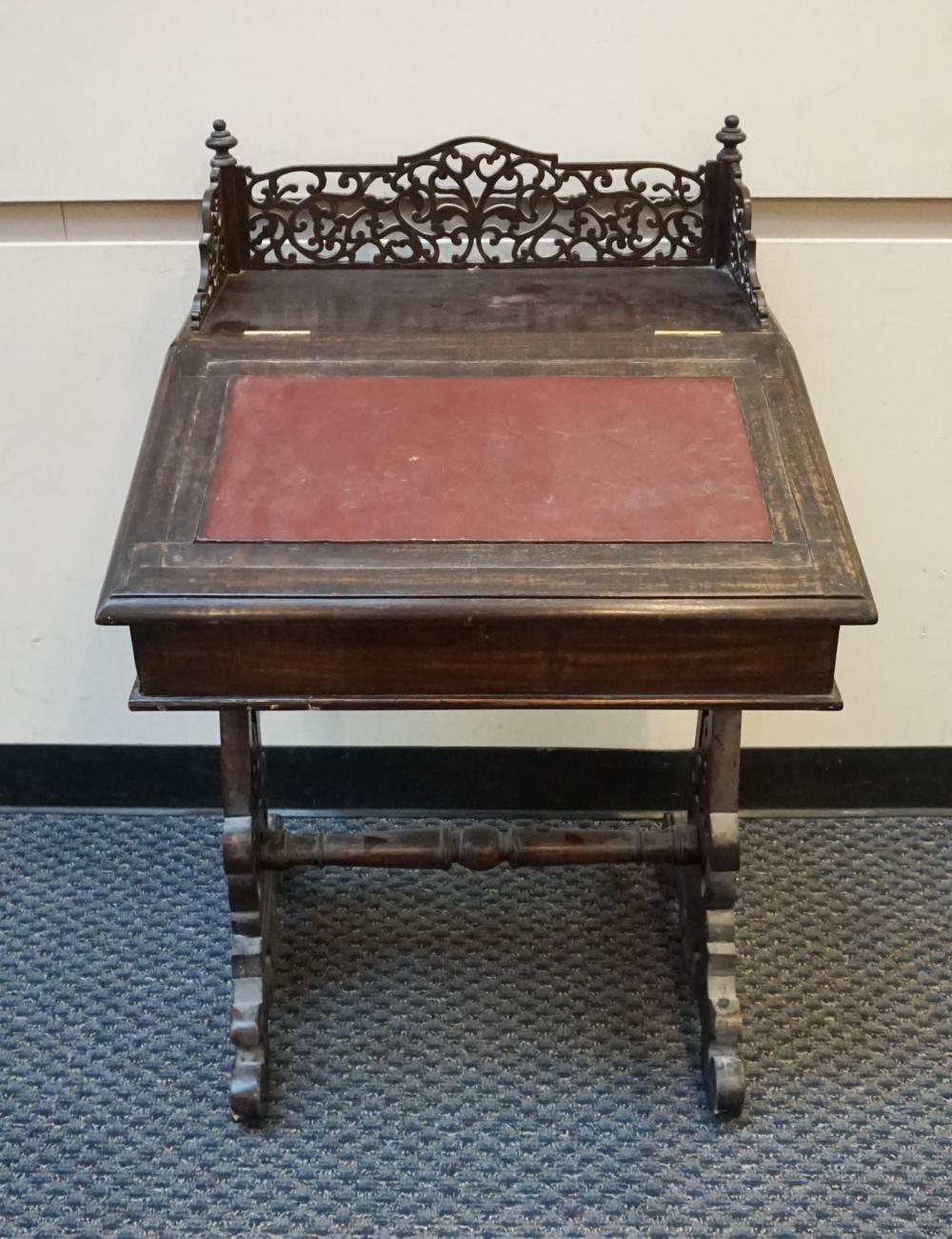 ANGLO-INDIAN ROSEWOOD LEATHER INSET