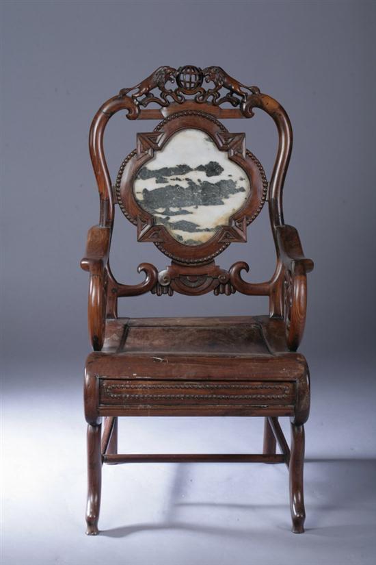 ANGLO-INDIAN ROSEWOOD OPEN ARM