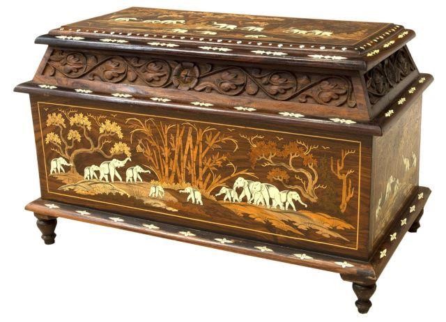 ANGLO-INDIAN ROSEWOOD TRUNK BONE