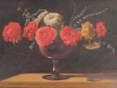 ANN SCHULER PAINTING OF ZINNIA