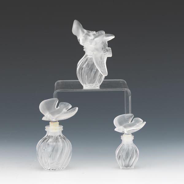 ANOTHER THREE LALIQUE GLASS PERFUME