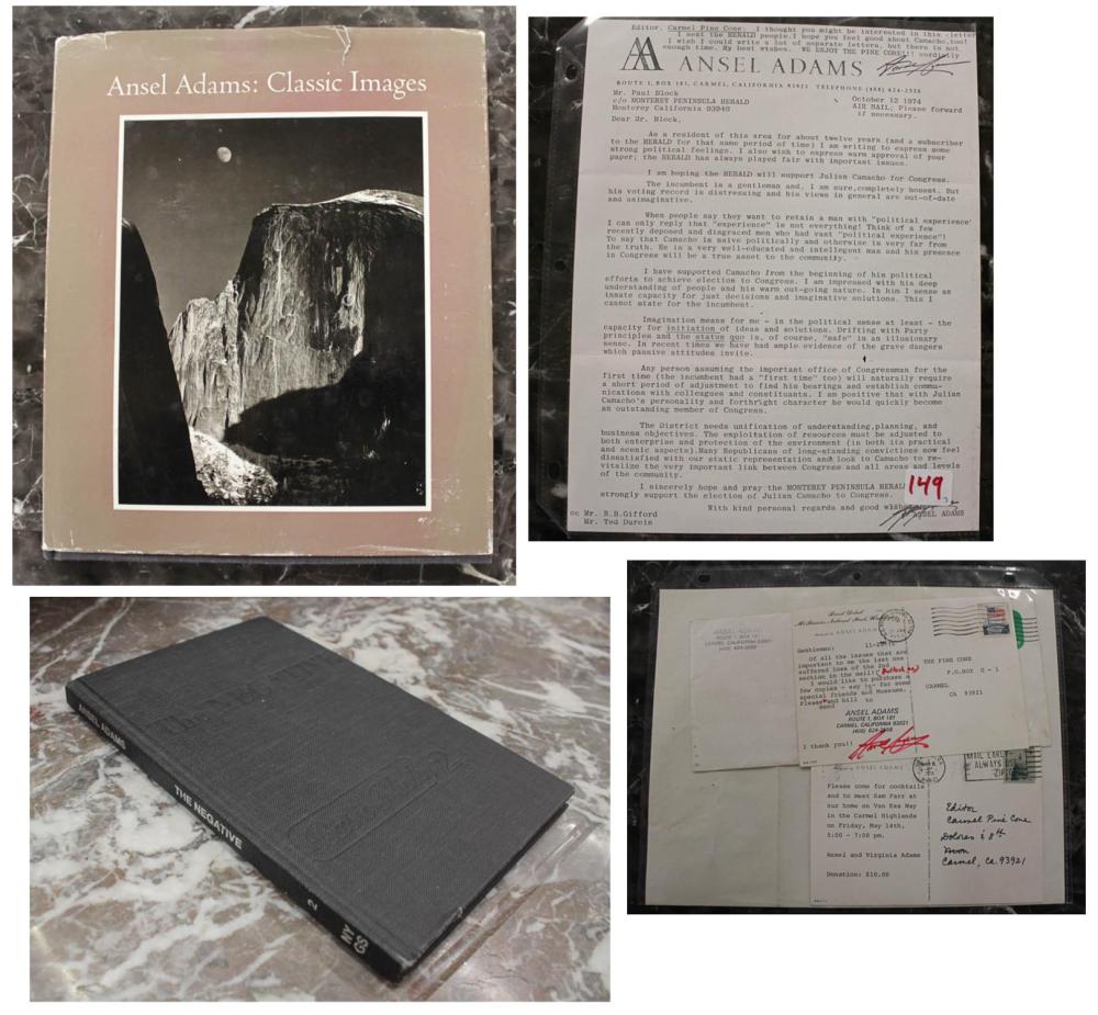 ANSEL ADAMS LETTER, POSTCARDS,