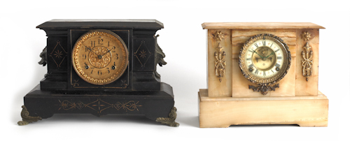 Ansonia alabaster mantel clock 19th