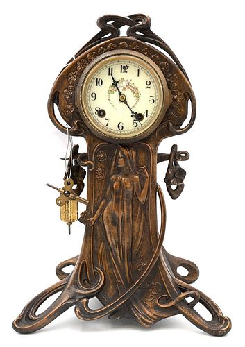 ANSONIA ART NOUVEAU METAL CLOCK,