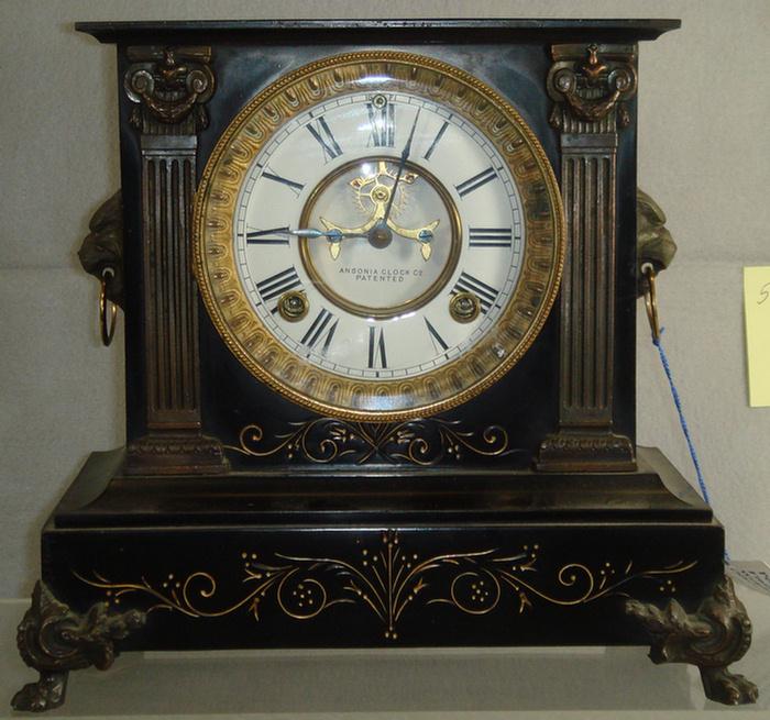 Ansonia black iron mantle clock,