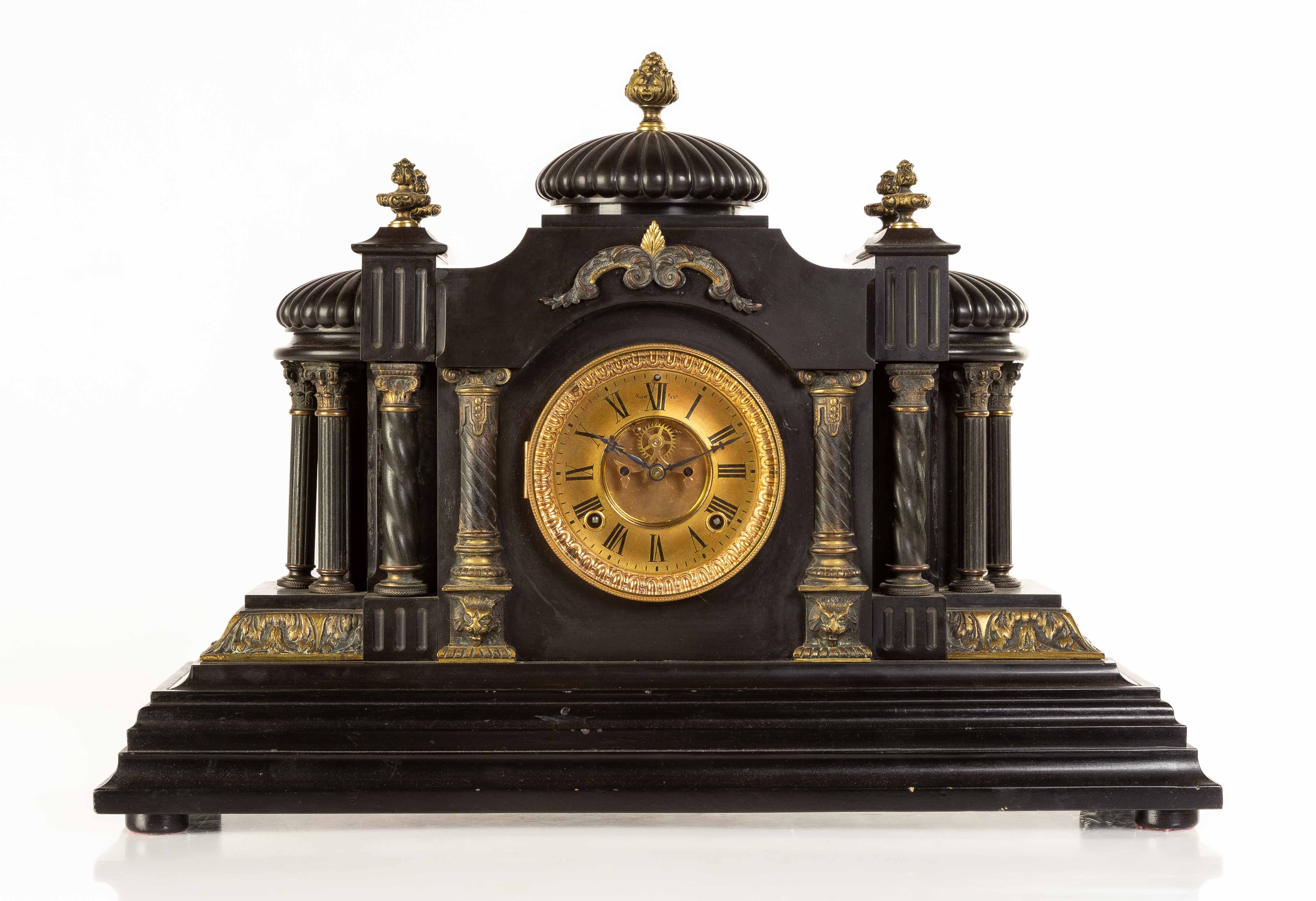 ANSONIA BLACK MARBLE MANTEL CLOCK