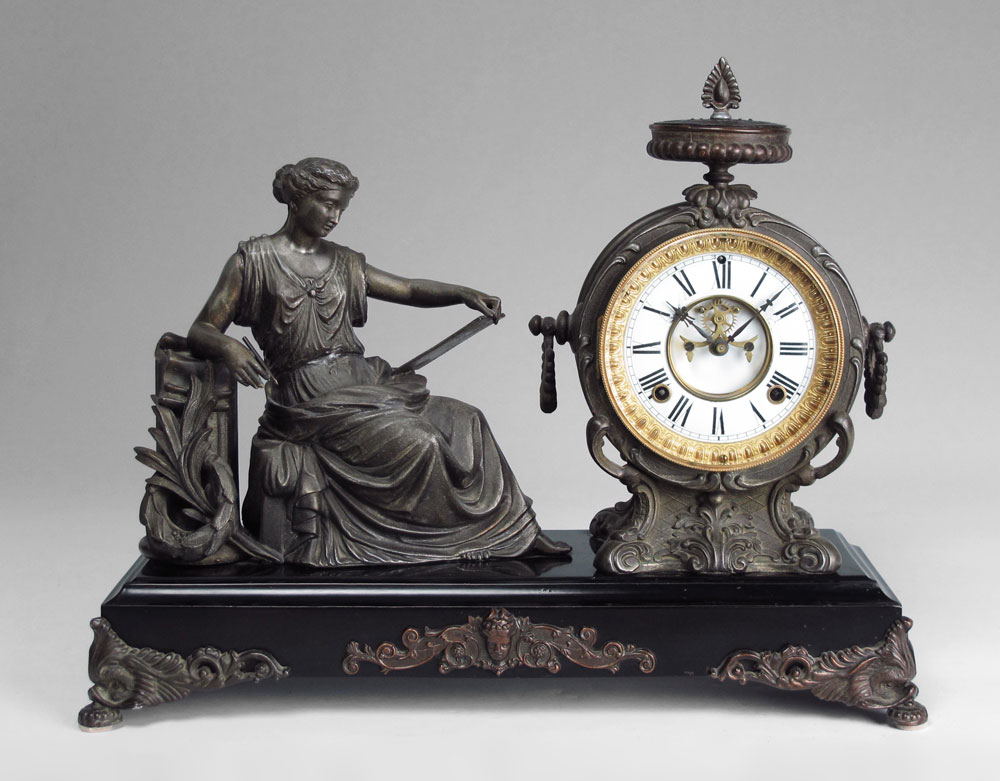 ANSONIA FIGURAL MANTLE CLOCK: