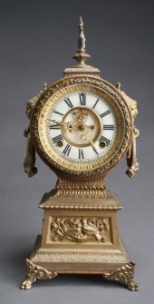 ANSONIA GILT METAL MANTLE CLOC