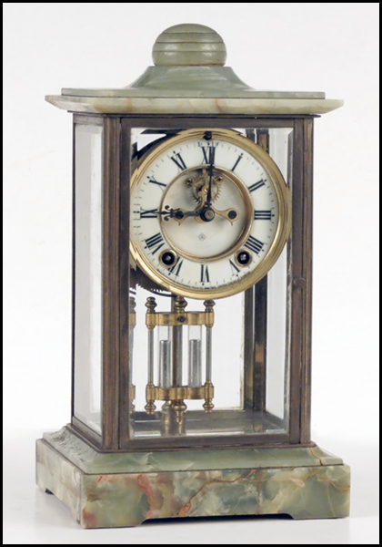 ANSONIA GREEN ONYX MANTLE CLOCK.