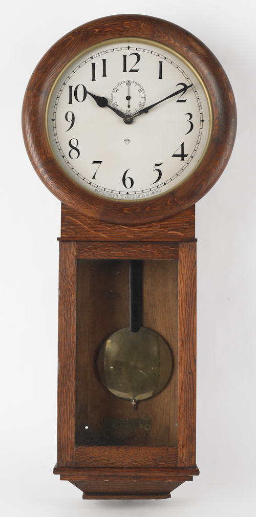Ansonia oak regulator clock 26"