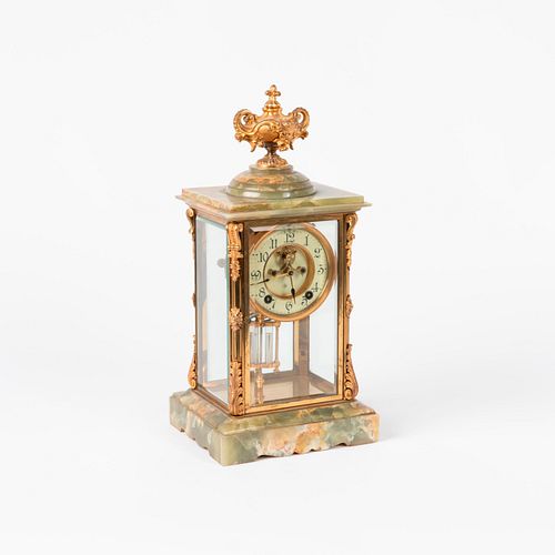 ANSONIA ONYX & GILT BRASS MANTEL