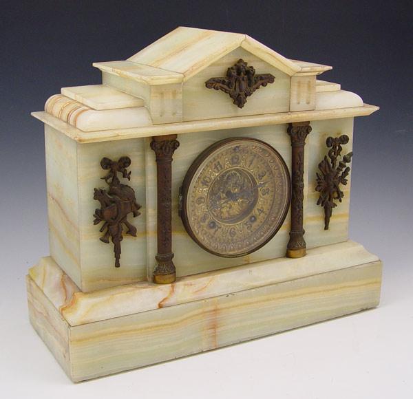ANSONIA ONYX MANTLE CLOCK: Onyx