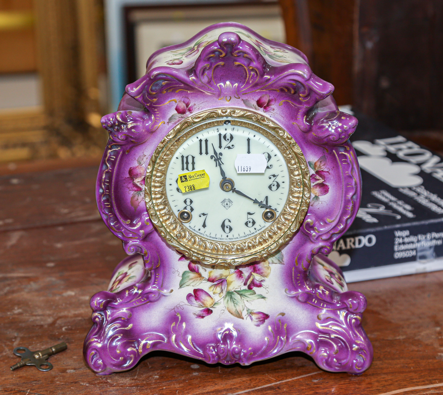 ANSONIA PORCELAIN CASED CLOCK Circa