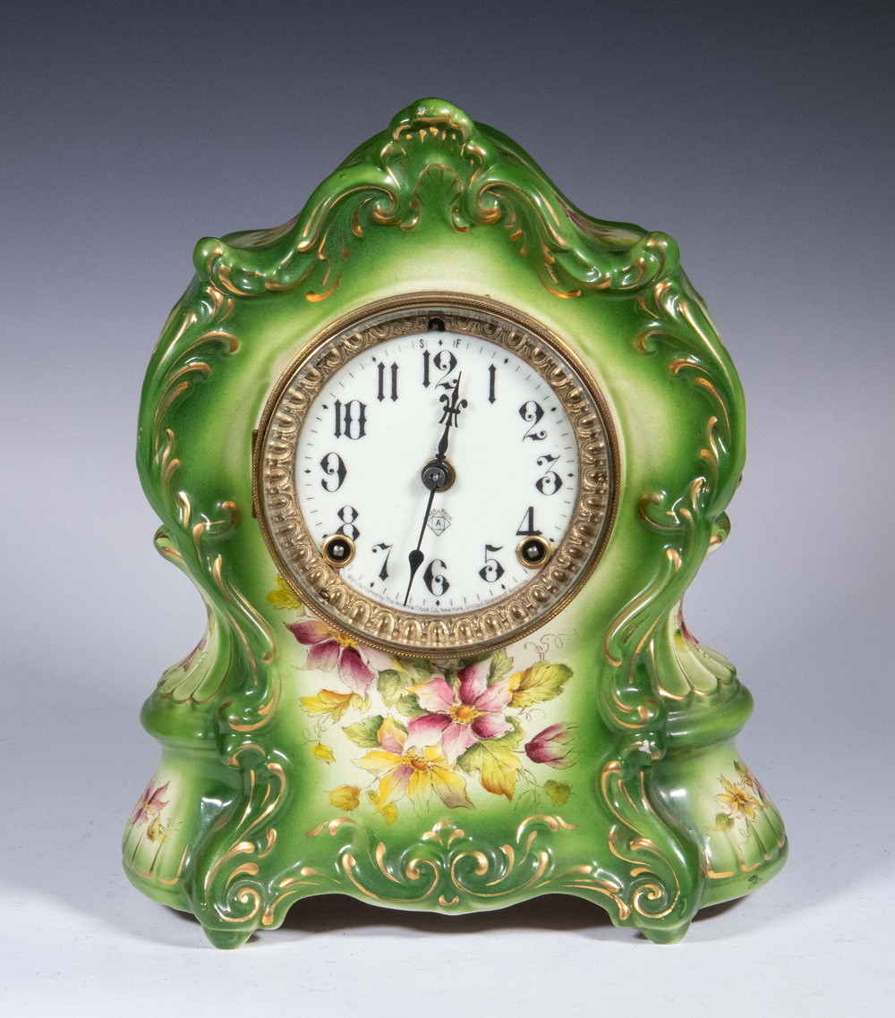 ANSONIA PORCELAIN MANTEL CLOCK Late