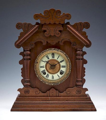 ANSONIA VICTORIAN WALNUT MANTLE