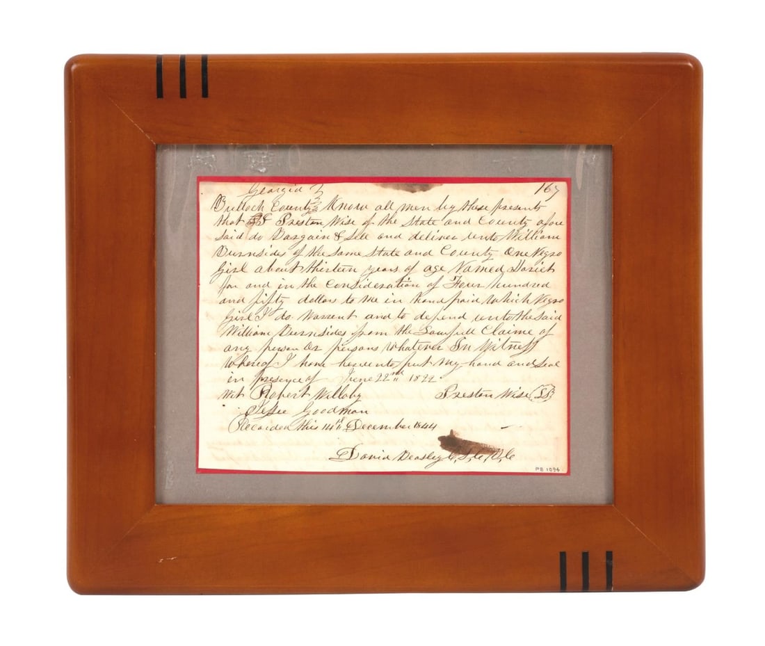 ANTEBELLUM GEORGIA SLAVE BILL OF