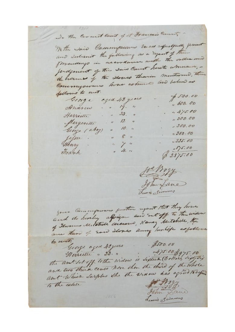 ANTEBELLUM MISSOURI SLAVE APPRAISAL