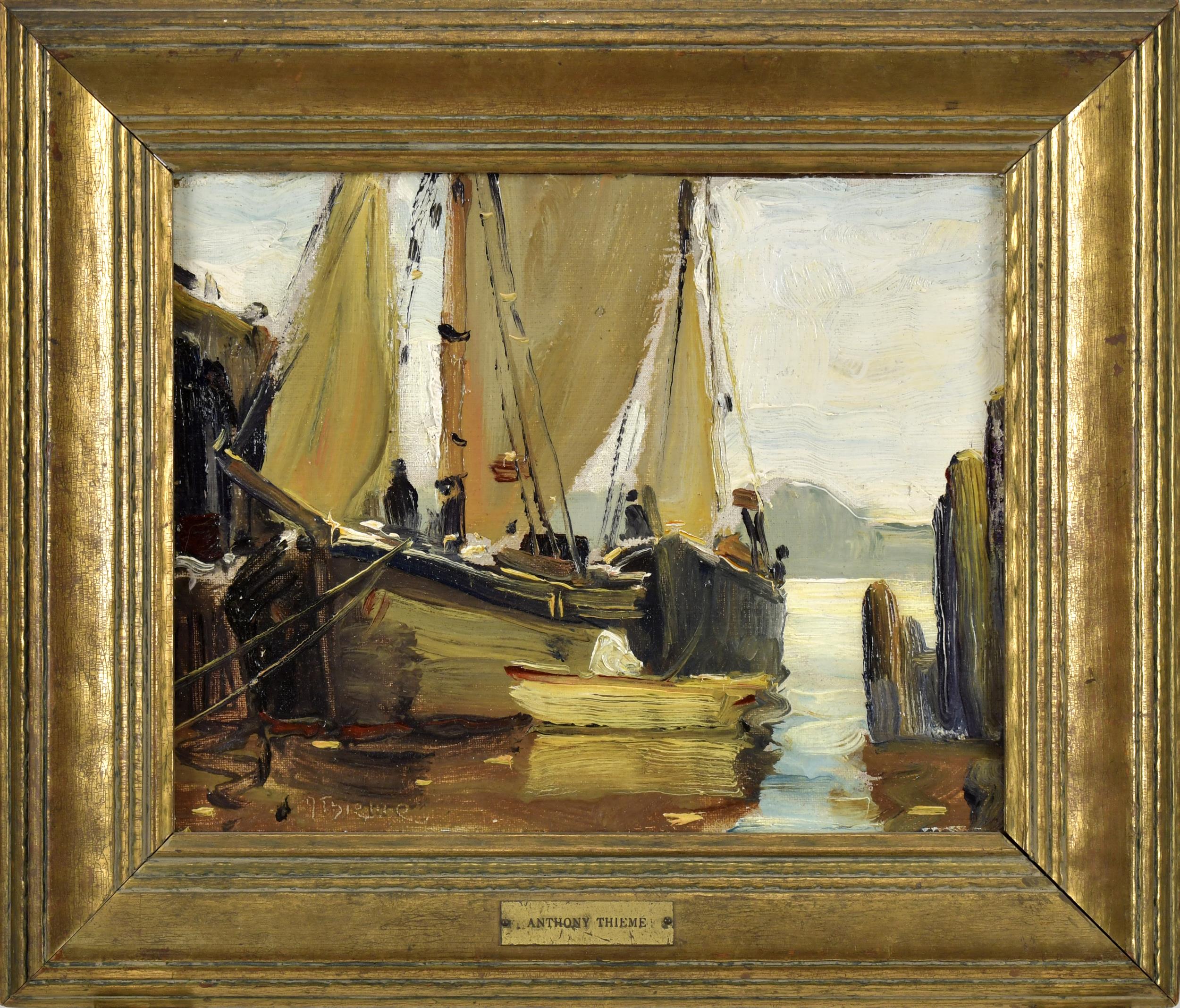 ANTHONY THIEME OIL ON BOARD, HARBOR