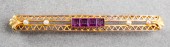 ANTIQUE 10K GOLD AMETHYST & SE