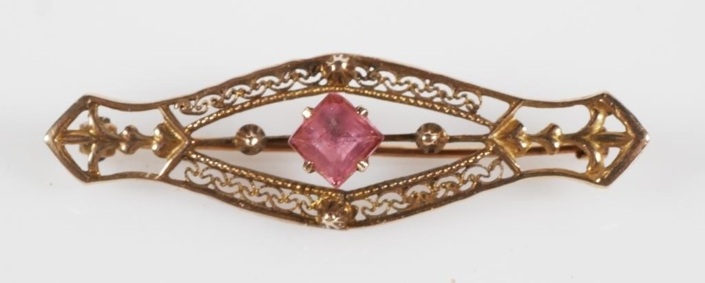 ANTIQUE 10K GOLD FILIGREE BAR
