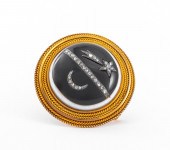 ANTIQUE 14K AGATE DIAMOND HALL