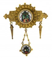 ANTIQUE 14K GOLD MICRO MOSAIC