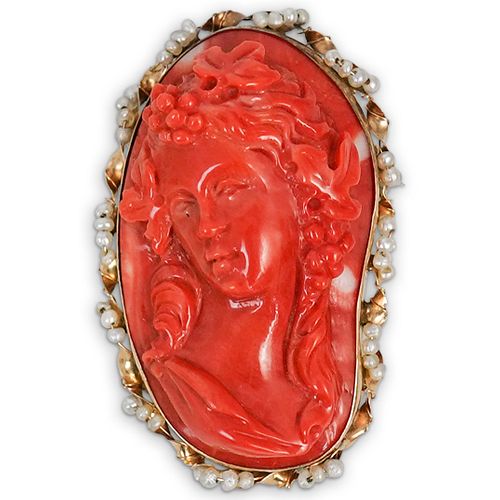 ANTIQUE 14K GOLD, RED CORAL, AND