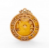ANTIQUE 14K MASONIC BADGE MEDA
