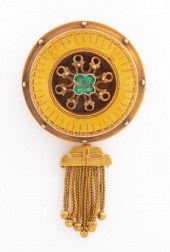 ANTIQUE 14K YELLOW GOLD & EMER