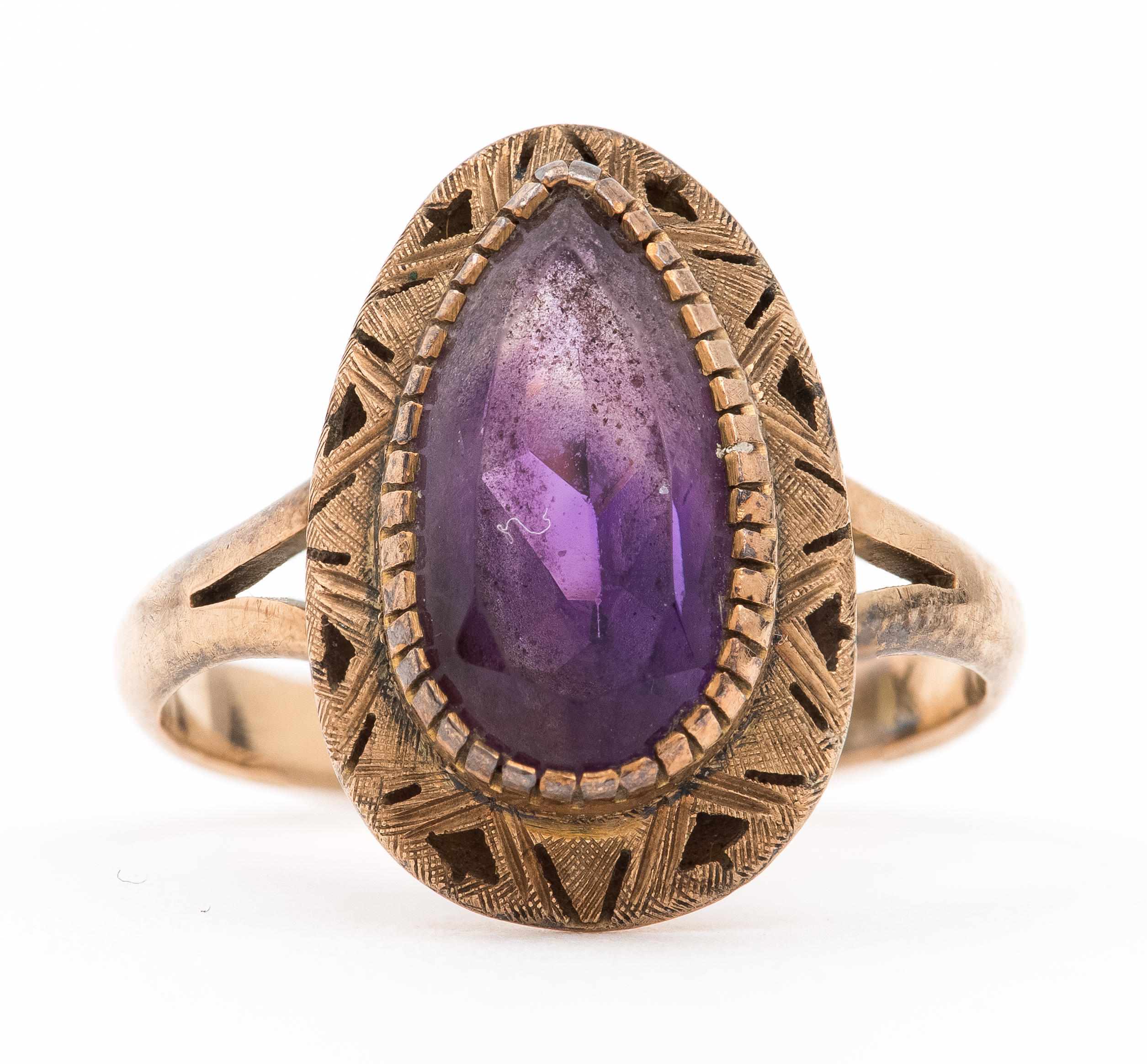ANTIQUE 14K YELLOW GOLD AMETHYST