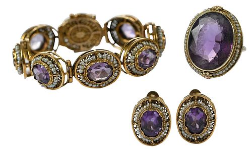 ANTIQUE 14KT. AMETHYST AND PEARL