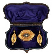 ANTIQUE 14KT. BROOCH AND EARRI