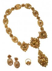ANTIQUE 14KT. CITRINE PARUREne