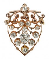 ANTIQUE 14KT. DIAMOND BROOCHan
