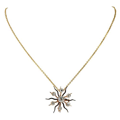 ANTIQUE 14KT. DIAMOND STARBURST