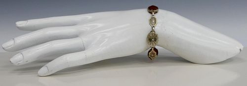 ANTIQUE 14KT W. GOLD CARNELIAN &