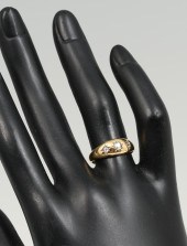 ANTIQUE 15K DIAMOND DOME RING: